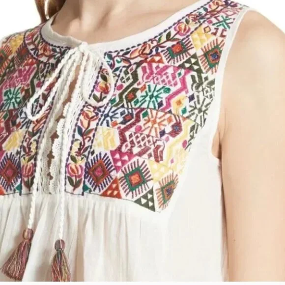 Free People Lohri Embroidered Tassel Top Size S - Picture 5 of 16